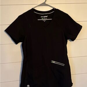 HH360 Black V-Neck Scrub Top